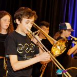 Boy playing trombone