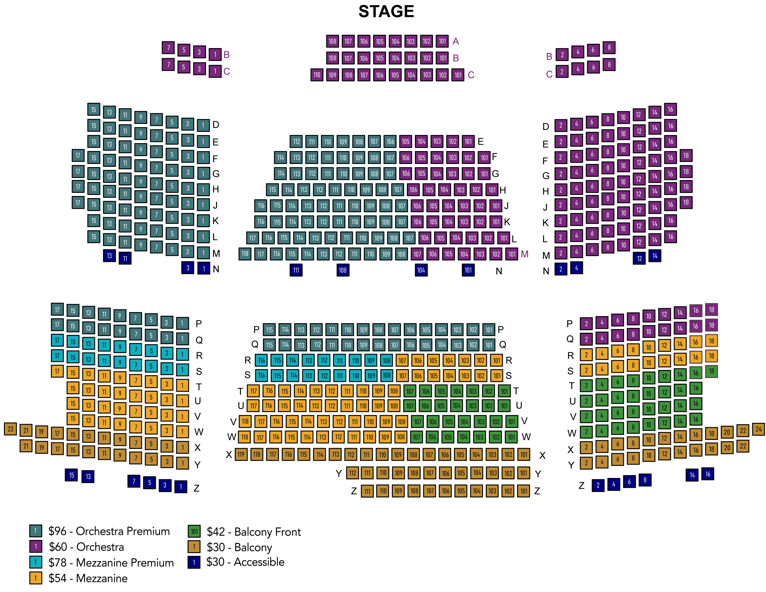 Fred Kavli Theatre Detailed Seating Chart